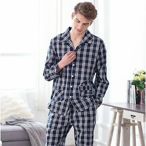 

Men's Suits Nightwear Royal Blue Gray Light Blue L XL XXL
