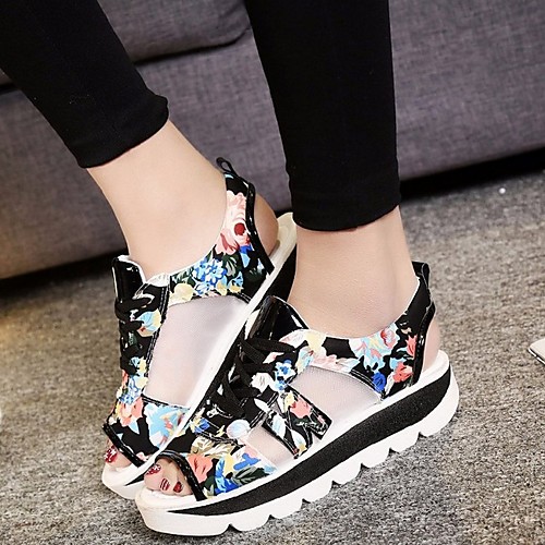 

Women's Sandals Flat Heel Open Toe PU Summer Red / Blue / Black