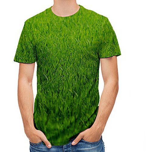 

Men's Plus Size 3D Print T-shirt Basic Daily Round Neck Green / Short Sleeve