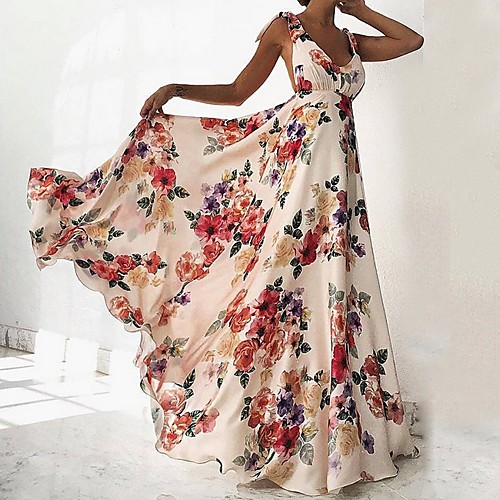 

Women's White Dress Sundress Floral S M
