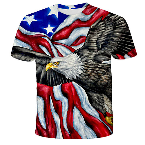 

Men's Daily Holiday Street chic / Exaggerated T-shirt - 3D / Tie Dye / Animal Wolf, Print Rainbow