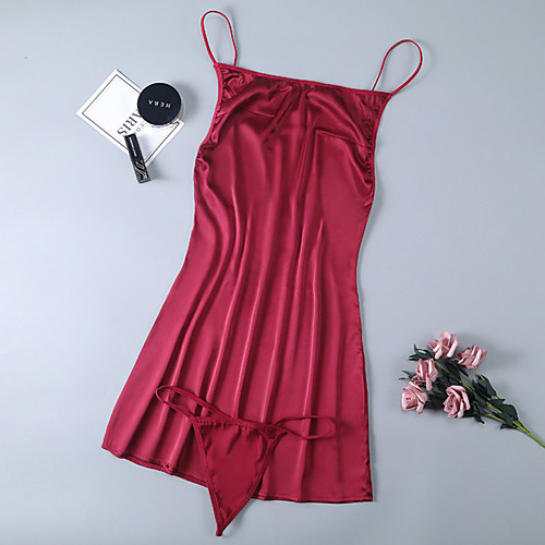 

Women's Backless Suits Nightwear Solid Colored Red One-Size
