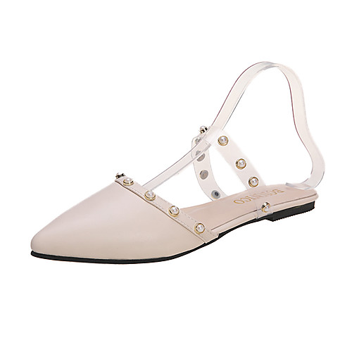 

Women's Clogs & Mules 2020 Flat Heel Pointed Toe Rhinestone PU Sweet / Minimalism Spring & Fall / Spring & Summer Green / Black / Beige