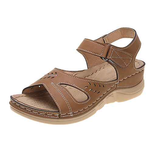 

Women's Sandals 2020 Wedge Heel Open Toe PU Classic / Casual Spring & Fall / Spring & Summer Dark Brown / Pink / Black