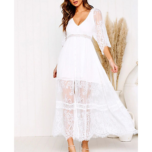 

Women's White Dress Elegant Sheath Solid Color S M