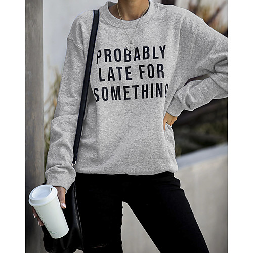 

Women's Sweatshirt Letter Casual Going out Slim Wine Black Light gray S M L XL XXL XXXL XXXXL XXXXXL