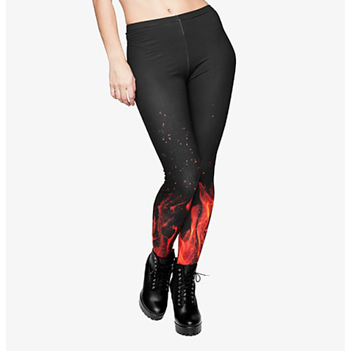 

Women's Sports / Yoga Sporty / Basic Legging - Print, Print Mid Waist Black One-Size