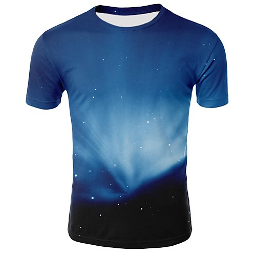 

Men's Daily Going out Basic / Street chic T-shirt - Geometric Print Blue