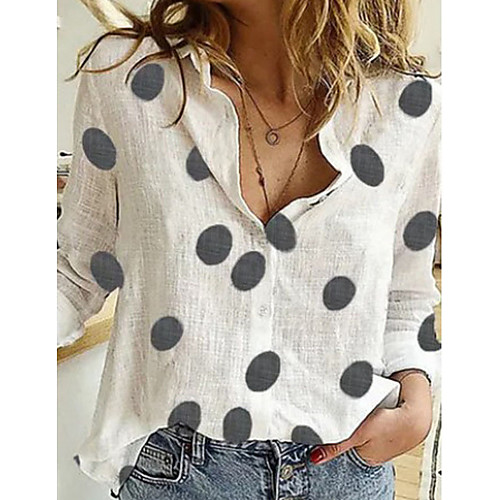 

Women's Polka Dot Blouse Daily White