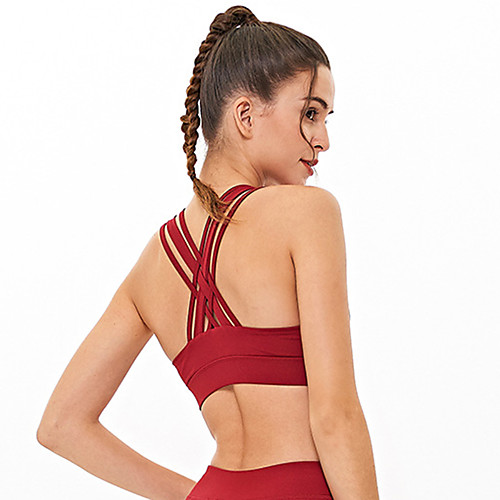 

Women's Bra Top Cross Back Removable Pad Fashion Yellow Red Black Yoga Running Fitness Bra Top Top Sleeveless Sport Activewear Breathable Quick Dry Comfortable Freedom Stretchy