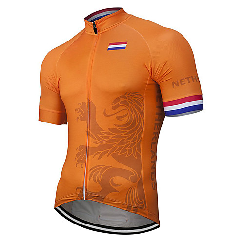 

21Grams Men's Short Sleeve Cycling Jersey BlueOrange Bike Jersey Top Mountain Bike MTB Road Bike Cycling UV Resistant Breathable Quick Dry Sports Clothing Apparel / Stretchy