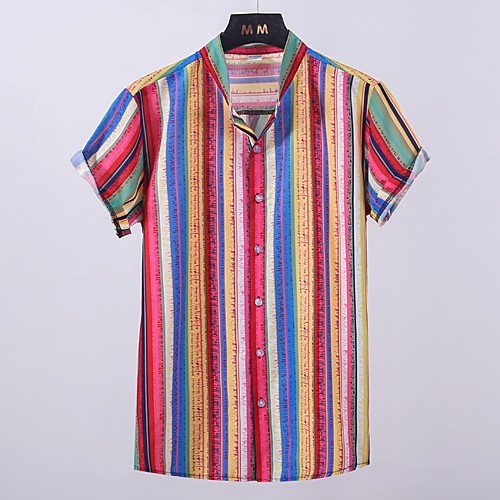 

Men's Holiday Beach Tropical / Hawaiian Shirt - Striped Red
