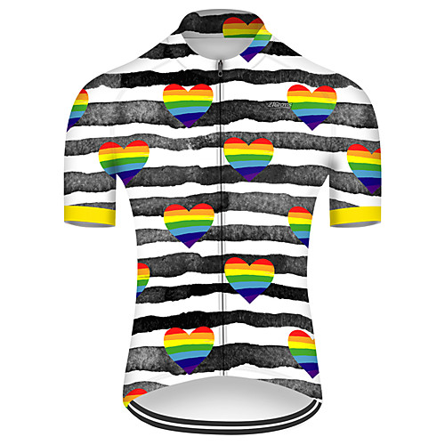 

21Grams Men's Short Sleeve Cycling Jersey Black / White Rainbow Bike Top Mountain Bike MTB Road Bike Cycling Breathable Sports Clothing Apparel / Micro-elastic