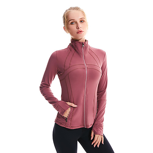 

Women's Track Jacket Winter Thumbhole Zipper Fashion Black Red Gray Elastane Yoga Running Fitness Jacket Top Long Sleeve Sport Activewear Breathable Quick Dry Comfortable Stretchy