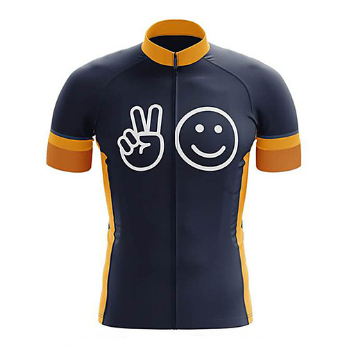 

21Grams Men's Short Sleeve Cycling Jersey BlueYellow Bike Jersey Top Mountain Bike MTB Road Bike Cycling UV Resistant Breathable Quick Dry Sports Clothing Apparel / Stretchy