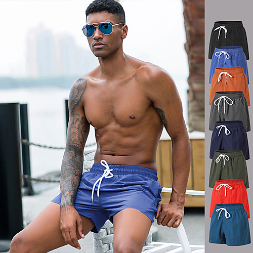 

Men's Running Shorts Drawstring Solid Color Earth Yellow Black Orange Blue Military Green Running Fitness Gym Workout Shorts Sport Activewear Breathable Quick Dry Soft Loose