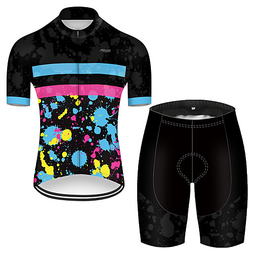 

21Grams Men's Short Sleeve Cycling Jersey with Shorts Black / Blue Rainbow Bike Breathable Sports Rainbow Mountain Bike MTB Road Bike Cycling Clothing Apparel / Stretchy