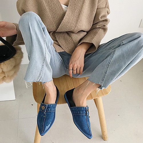 

Women's Loafers & Slip-Ons Summer Flat Heel Pointed Toe Daily Microfiber Black / Blue / Light Blue
