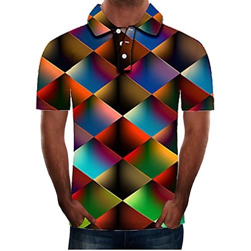

Men's Daily Basic Polo - 3D Rainbow
