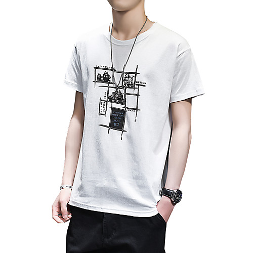 

Men's Graphic Solid Colored T-shirt Basic Street chic Daily Weekend White / Black / Red / Green