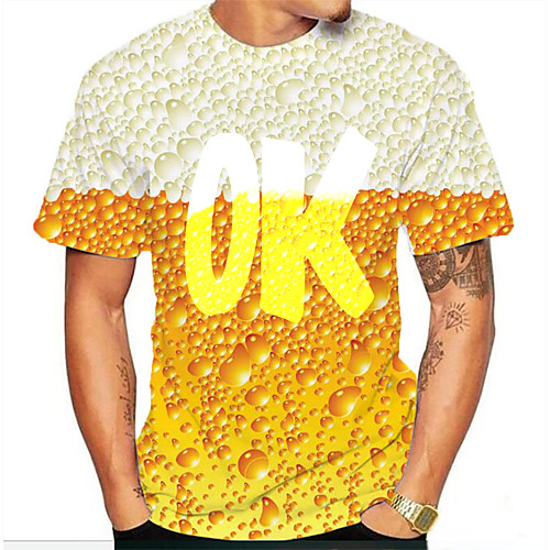 

Men's Graphic 3D Print Print T-shirt Basic Daily Yellow