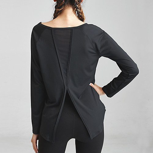 

Women's Running Shirt Solid Color Black Pink Blue Elastane Yoga Running Fitness Tee / T-shirt Long Sleeve Sport Activewear Breathable Quick Dry Comfortable Stretchy