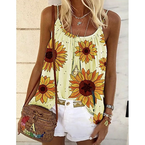 

Women's Geometric T-shirt Daily Holiday White / Blue / Purple / Yellow / Blushing Pink / Green