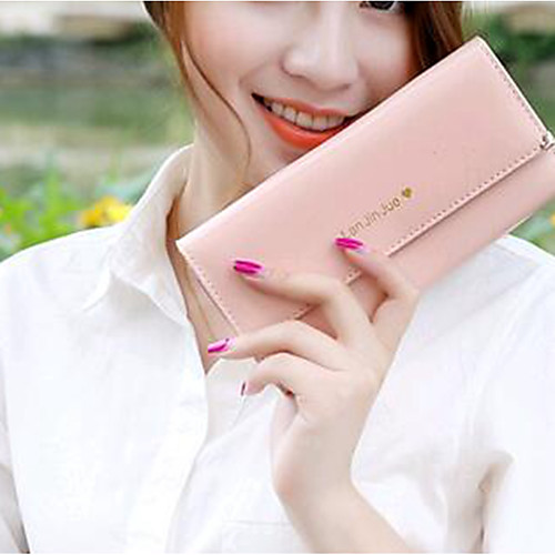

Women's PU Wallet Solid Color Blushing Pink