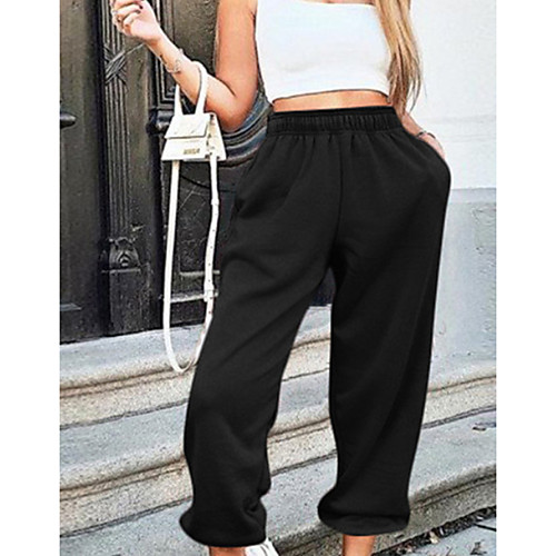 

Women's Basic Chinos / Cargo Pants - Solid Colored White Black Army Green S M L