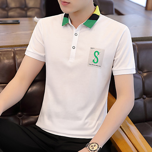 

Men's Solid Colored Polo Basic Elegant Daily Work White / Black / Khaki