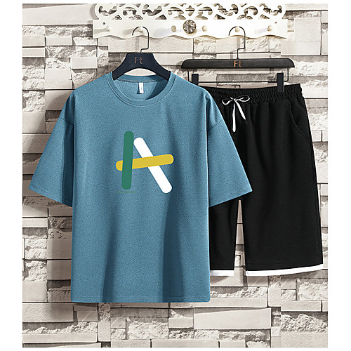 

Men's Daily Sports Basic / Tropical T-shirt - Striped / Abstract / Solid Colored Print Yellow