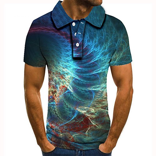 

Men's Graphic 3D Print Print Polo Daily Light Blue