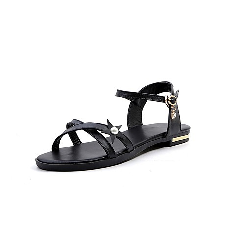 

Women's Sandals Summer Flat Heel Open Toe Daily PU White / Black