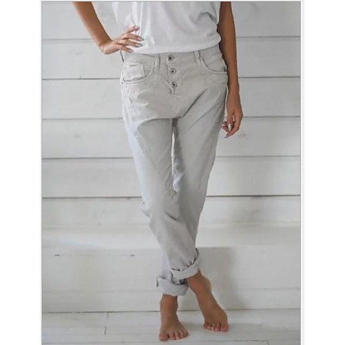 

Women's Basic Chinos Pants - Solid Colored Yellow Gray Light Blue S M L