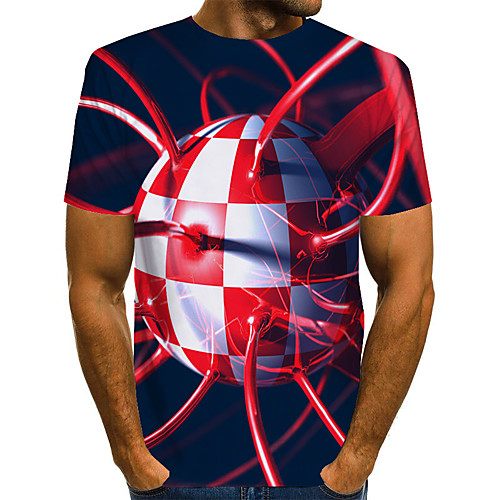 

Men's Geometric 3D Print T-shirt Street chic Exaggerated Daily Going out Rainbow