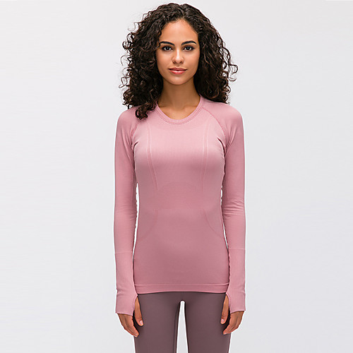 

Women's Yoga Top Thumbhole Solid Color Black Purple Pink Dark Gray Dark Blue Yoga Running Fitness Tee / T-shirt Long Sleeve Sport Activewear Breathable Quick Dry Comfortable Stretchy