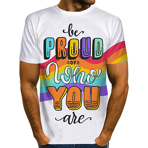 

Men's Graphic 3D Print Blue & White Print T-shirt Basic Exaggerated Daily Round Neck White / Blue / Purple / Red / Yellow / Fuchsia / Orange / Green / Short Sleeve