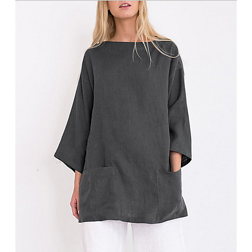 

Women's Solid Colored Blouse Daily Weekend Blue / Red / Navy Blue / Gray