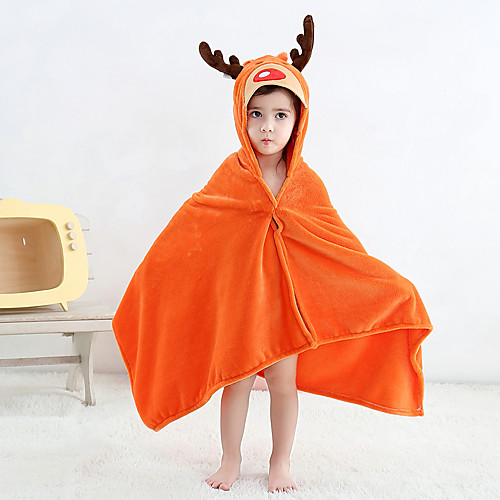 

Kid's Kigurumi Pajamas Bathrobe Reindeer Onesie Pajamas Flannel Fabric Orange Cosplay For Boys and Girls Animal Sleepwear Cartoon Festival / Holiday Costumes / Bath Robe