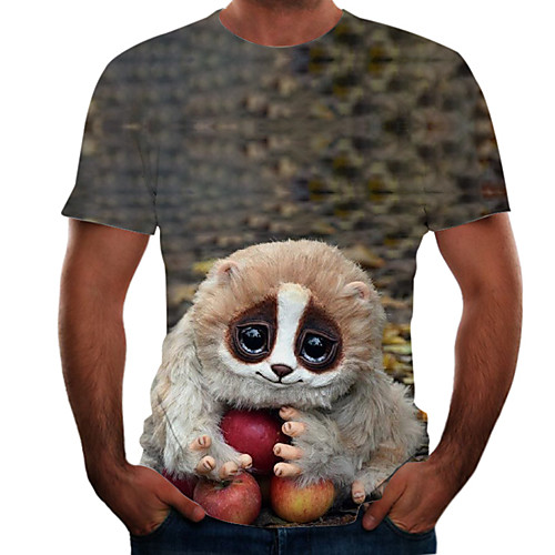 

Men's Graphic Animal T-shirt Basic Elegant Daily Going out Brown