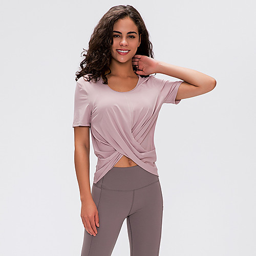 

Women's Yoga Top Criss Cross Solid Color Black Purple Pink Blue Elastane Yoga Running Fitness Tee / T-shirt Short Sleeve Sport Activewear Breathable Quick Dry Comfortable Stretchy