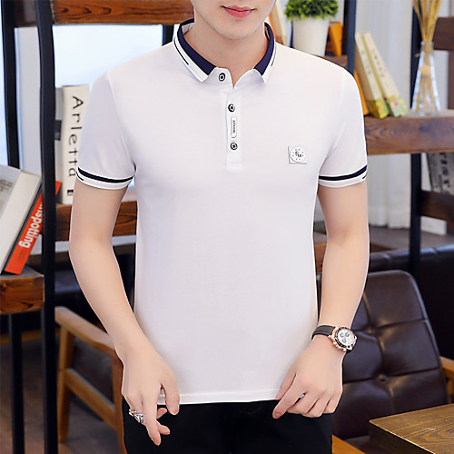 

Men's Solid Colored Polo Business Basic Daily Going out White / Black / Blushing Pink / Khaki / Dark Gray