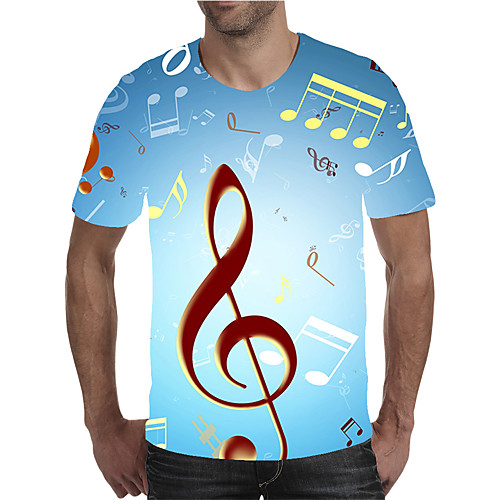 

Men's Holiday Going out Street chic / Exaggerated T-shirt - Geometric / Color Block / 3D Print Rainbow