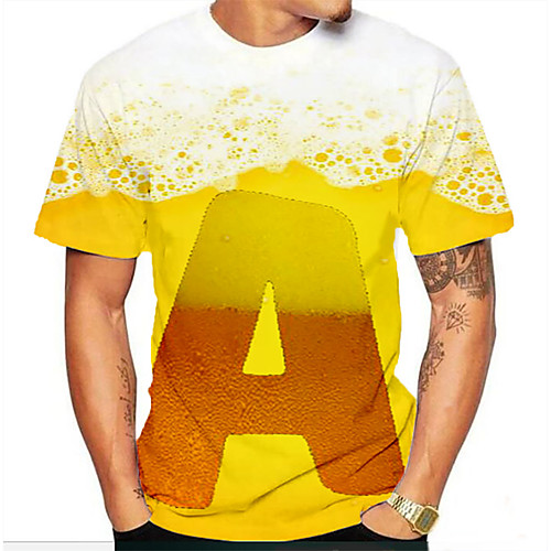

Men's Graphic 3D Print Print T-shirt Basic Daily Yellow