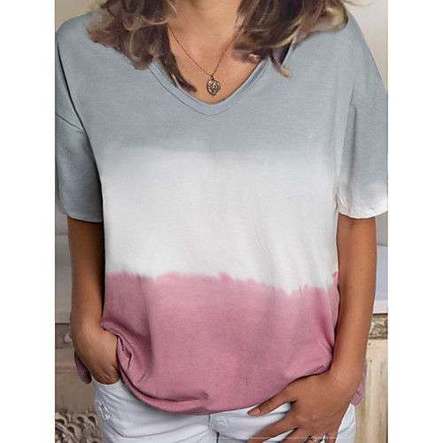 

Women's Color Block T-shirt Daily Wine / Blue / Purple / Blushing Pink / Brown