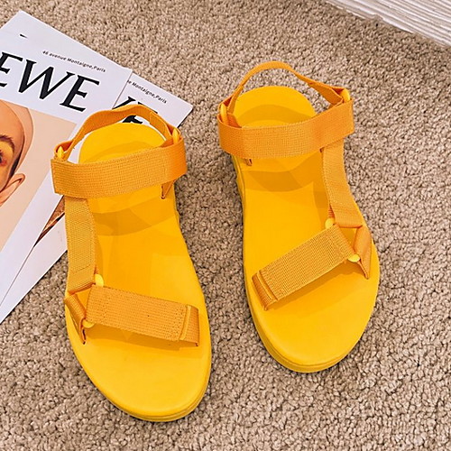 

Women's Sandals Summer Flat Heel Open Toe Daily PU White / Black / Yellow