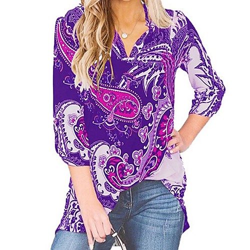 

Women's Daily Blouse - Floral Purple