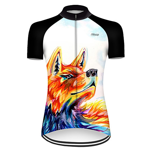 

21Grams Women's Short Sleeve Cycling Jersey Black / Orange Bike Jersey Top Mountain Bike MTB Road Bike Cycling Breathable Sports Clothing Apparel / Micro-elastic