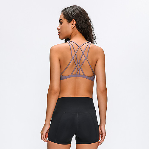 

Women's Bra Top Medium Support Cross Back Removable Pad Fashion White Black Purple Red Blue Elastane Yoga Running Fitness Bra Top Top Sport Activewear Breathable Quick Dry Comfortable Freedom Stretchy