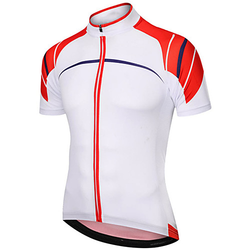 

21Grams Men's Short Sleeve Cycling Jersey Red / White Bike Jersey Top Mountain Bike MTB Road Bike Cycling UV Resistant Breathable Quick Dry Sports Clothing Apparel / Stretchy
